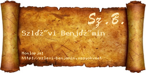 Szlávi Benjámin névjegykártya